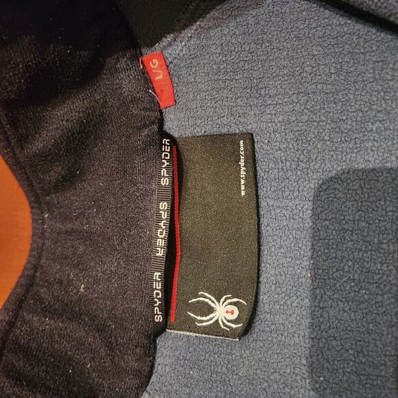 Spyder Mens Sz L Pullover Blue/Grey Black Half Zip Fleece Sweater Thermal Ski - Picture 9 of 10